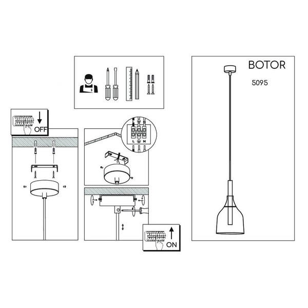 Lampa zwieszana Botor 5095 Shilo regulowana transparentna kuchenna czarny