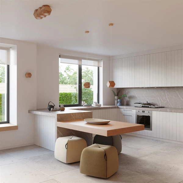 Drewniana lampa sufitowa SL.1010 geometryczna do salonu