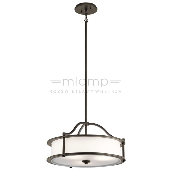Klasyczna LAMPA wisząca KL-EMORY-P-S-OZ Elstead KICHLER okrągła OPRAWA zwis stary brąz biały