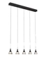 5-punktowa lampa wisząca Dalmatia LED 25W 3000K do salonu czarna
