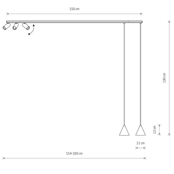 Zwisowa lampa jadalniana Fourty 11451 tuby z regulacją jasnoszare