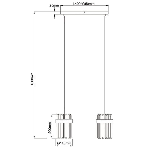Metalowa lampa wisząca Vetro LP-2910/2L GD kryształowa nad wyspę złota