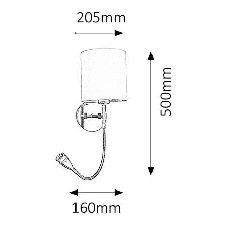 Kinkiet LAMPA ścienna LARKIN 6529 Rabalux abażurowa OPRAWA z peszlem LED 3W 2800K do czytania chrom biała halva