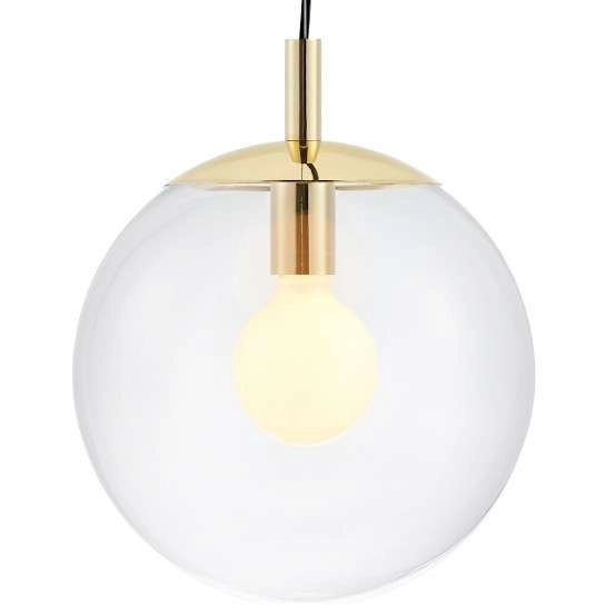 Wisząca LAMPA hygge ALUR S 10736109 Kaspa szklana OPRAWA kulisty ZWIS skandynawski kula ball złota przezroczysta