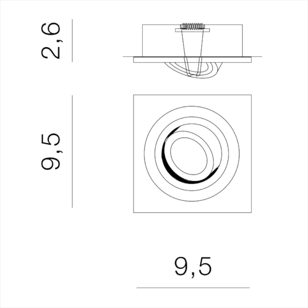 Wpustowe sufitowe oczko Caro AZ5425 kwadratowe złote