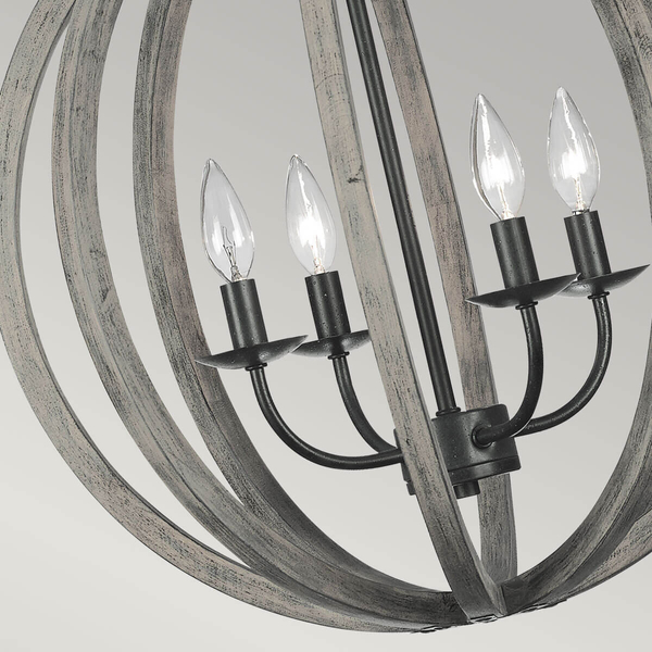 Wisząca lampa drewniana Allier FE-ALLIER-4P-WW Feiss do sypialni czarna