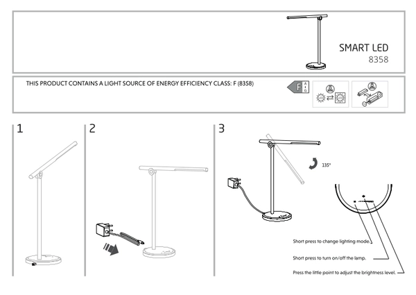 LAMPA biurkowa SMART 8358 Nowodvorski regulowana LAMPKA stojąca LED 8W 3000K-6000K z portem USB czarna