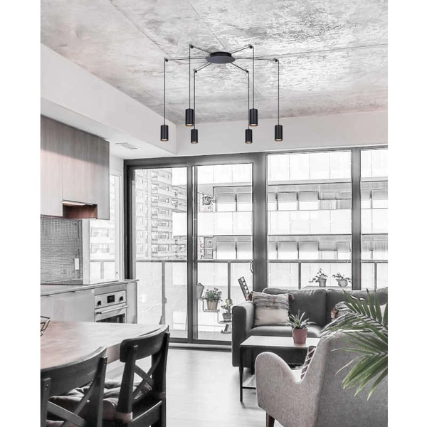 Wisząca LAMPA pająk Puerto K-4898 Kaja tuby metalowe czarny