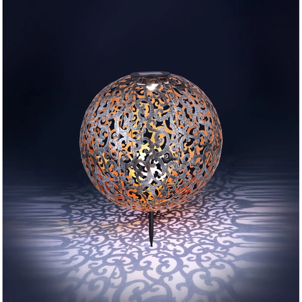 Metalowa lampa zewnętrzna Solar 33744 Globo LED 0,12W 3000K ball IP44 srebrna