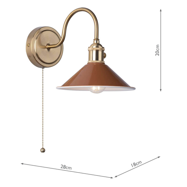Metalowa lampa ścienna Hadano HAD0740-08 mosiądz ceglany