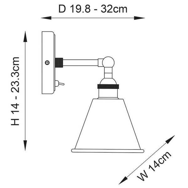 Regulowany kinkiet ścienny z włącznikiem Hal 98716 retro srebrny