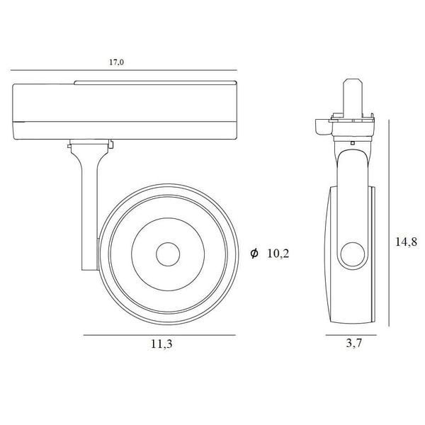 Lampa do szynoprzewodu z regulacją Charon S0014 Maxlight LED 15W 3000K czarna