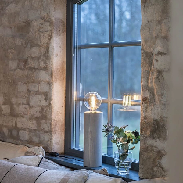 Stołowa lampa Legna 108756 Markslojd wtyczka włącznik drewniany