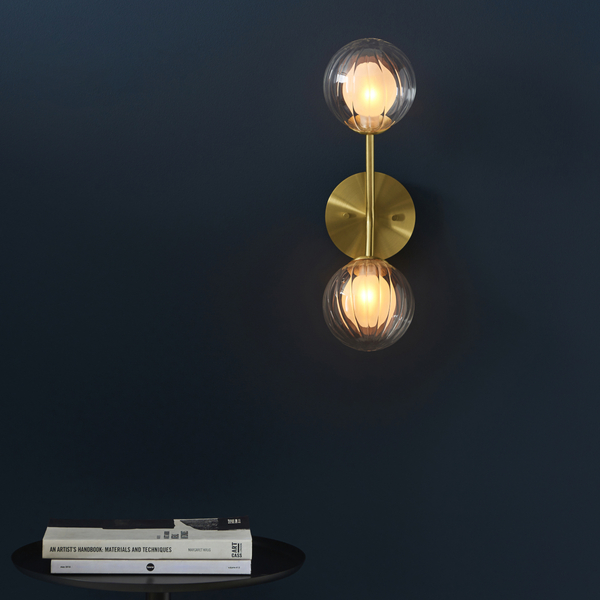 Lampa ścienna hampton L&-196691 Light& szklane kule plisowane mosiądz
