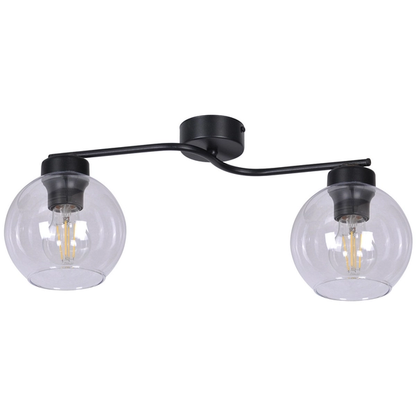 LAMPA sufitowa Aiden K-2626 Kaja loftowa OPRAWA szklana skandynawska czarna przezroczysta