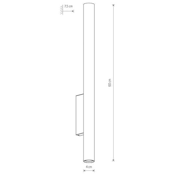 Podłużna lampa ścienna tuba Fourty 10892 Nowodvorski sypialniana szara