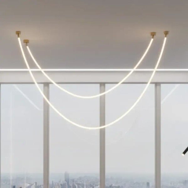 Lampa wisząca SNAKE MD1021-3 biała złota metal PVC LED 45W 3000K 3M wąż ledowy do salonu