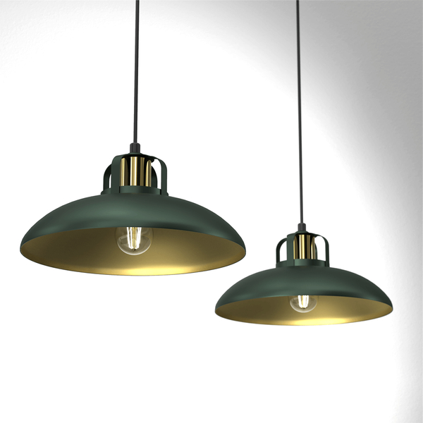Industrialna lampa wisząca Felix do jadalni zielona złota