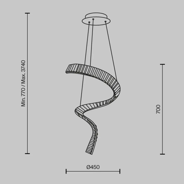 Wisząca lampa spiralna Krone P097PL-L48BS3K LED 48W 3000K mosiądz