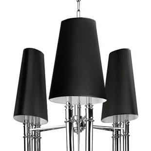 Abażurowy żyrandol Diablo na łańcuchu do pokoju czarny chrom