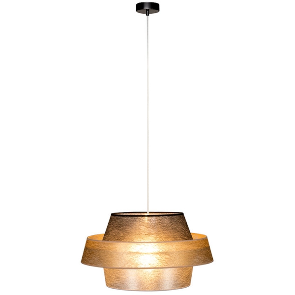 Wisząca lampa loftowa NEVOA 150089104 okrągła zwis abażurowy srebrny złoty