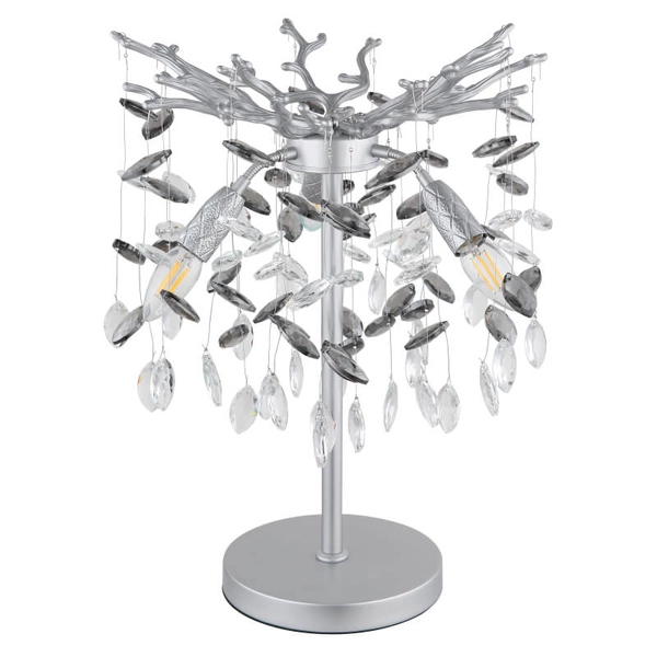 Stołowa szklana lampa Queena 64138TS do sypialni kryształki srebrne