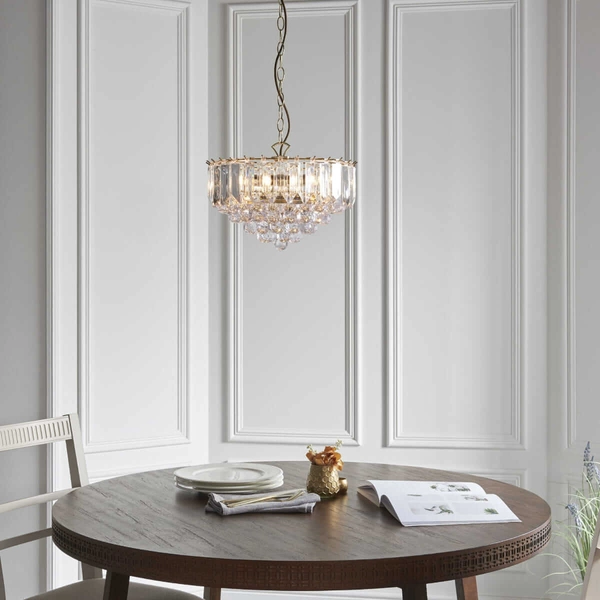 Lampa wisząca z kryształkami Fargo FARGO-14BP Endon mosiądz przezroczysta