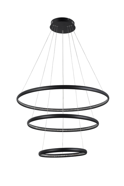 Lampa wisząca glamour Brighton pierścienie LED 55W 3000K czarne