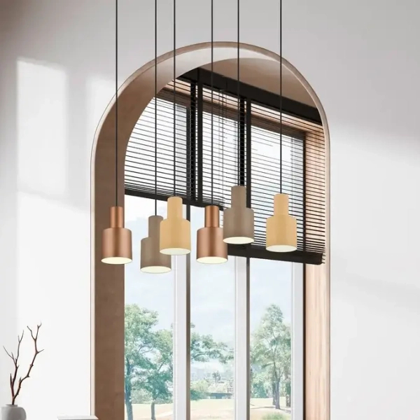 Metalowa lampa wisząca Agudo 319400617 beżowa szara różowa 6xE27