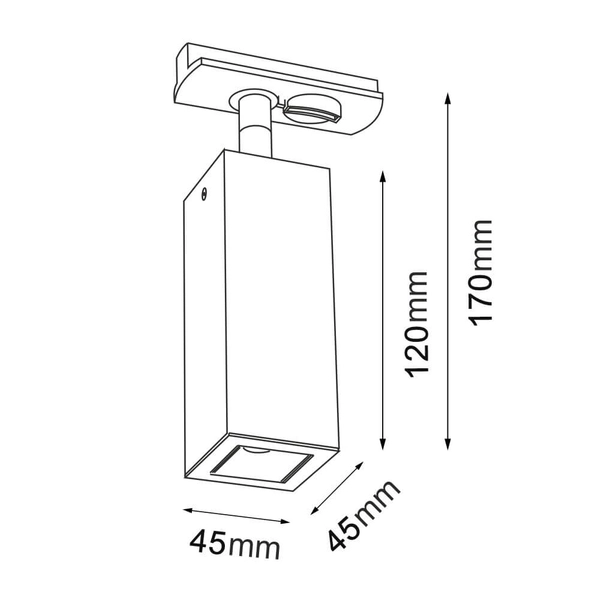 Natynkowa lampa do szyn Glare 6315 BROSline LED 2W 4000K podłużna czarna