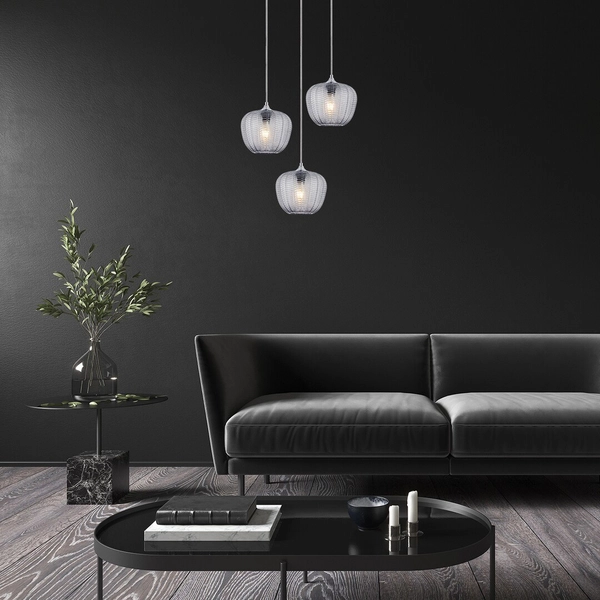 Kaskada lampa wisząca Monet 3178 szklana nad łóżko chrom przydymiona