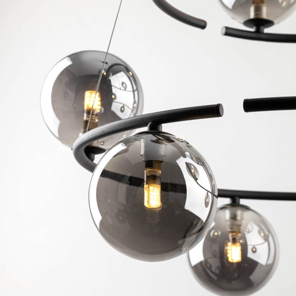 Pierścieniowa lampa wisząca Anabelle 6845 kulki do jadalni grafitowa czarna