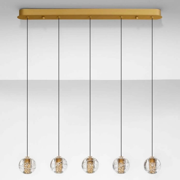 Wisząca lampa na belce CUYO LE44720 LED 16W 3000K balls złota przezroczysta