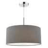 Abażurowa wisząca lampa Ronda RON1039 okrągła tuba szary chrom