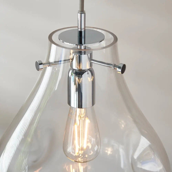 Szklana lampa wisząca Utopia 94521 industrialna przezroczysta chrom