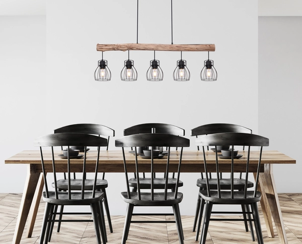 Wisząca lampa drewniana Mina 15326-5N czarna drewniana