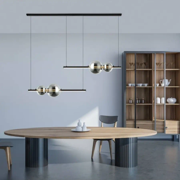 Żyrandol nad stół 22234 LED 24W 3000K kule przydymione czarne