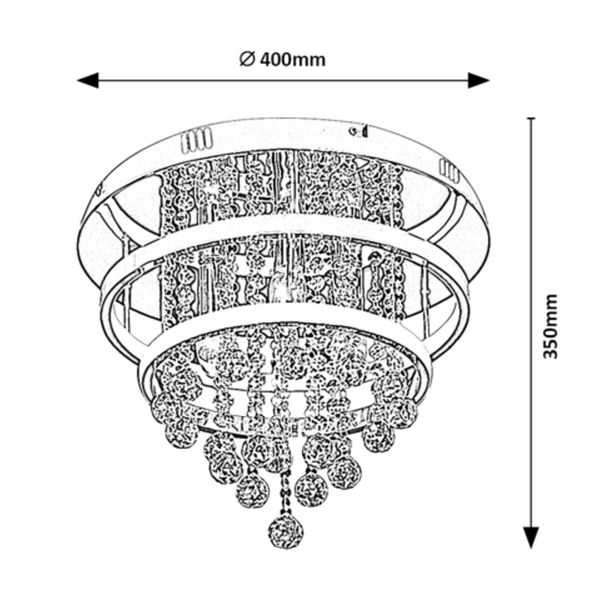 Sufitowa lampa sypialniana Pallas rings LED 32W 4000 chrom biała