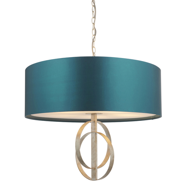 Wisząca lampa hampton L&-195223 Light& z abażurem morskim srebrna