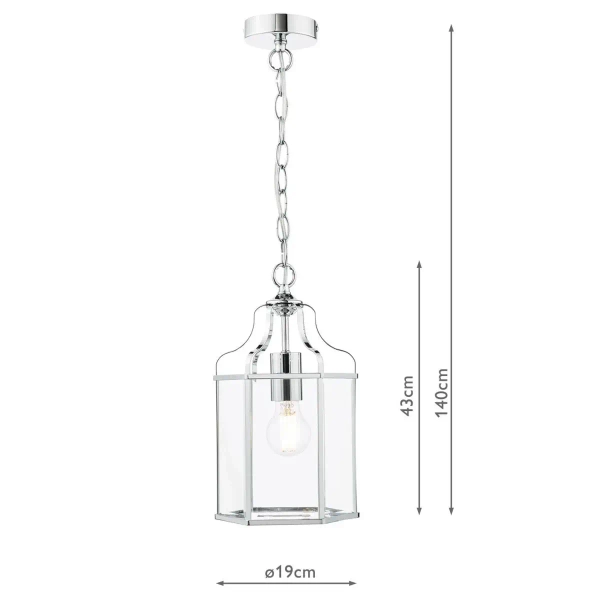 Wisząca lampa do salonu na łańcuchu szklany chrom Aled OUTLET