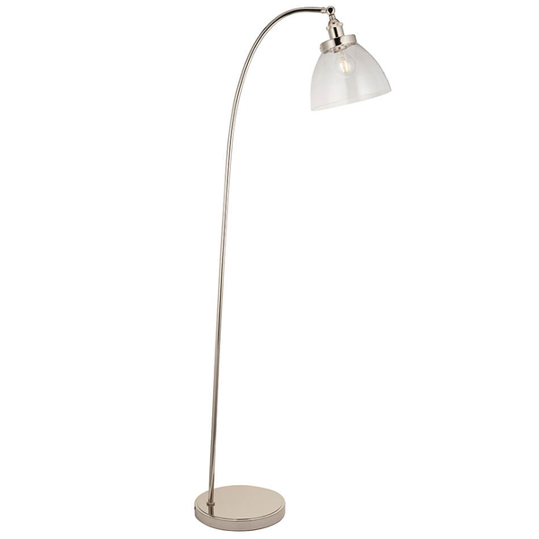Podłogowa lampa łukowa Hansen 97591 szklana nikiel przezroczysta