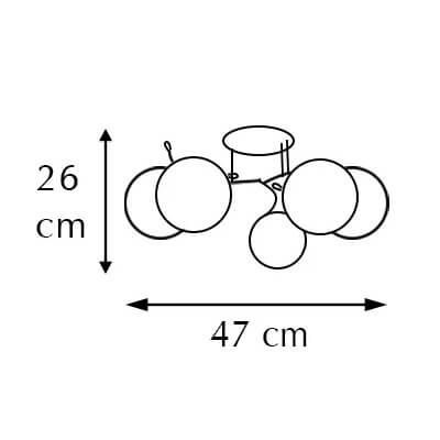 Pokojowa lampa sufitowa 8836/5 BL 8C kryształki chrom czarna