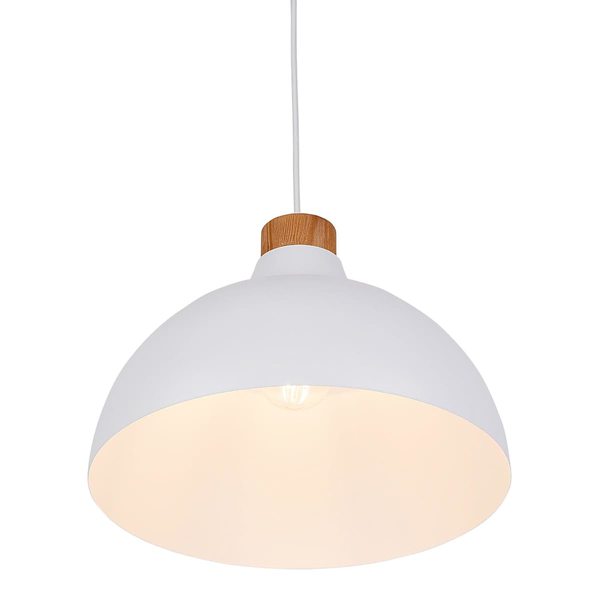 Skandynawska kopułowa lampa wisząca Cap 2070 TK Lighting drewniana biała