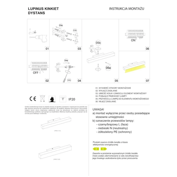 Podłużny natynkowy kinkiet Lupinus 6115D06103-1 Elkim LED 28W 3000K liniowy