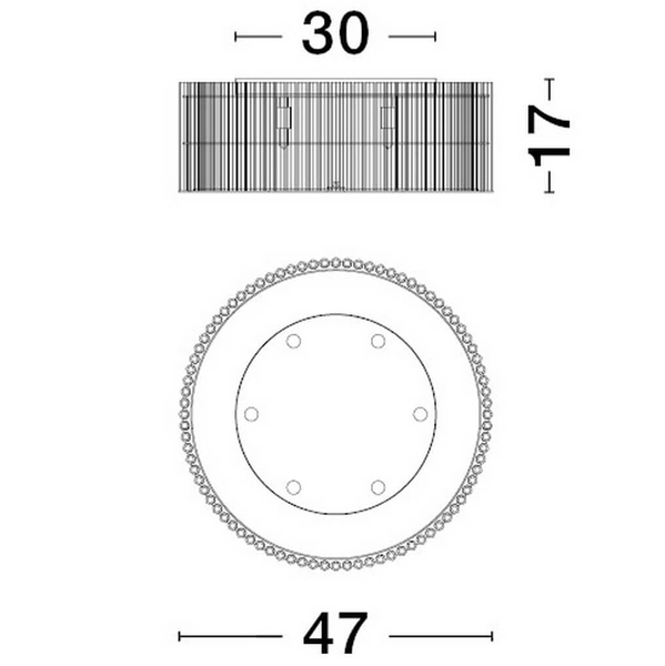 Szklany plafon z kryształami Actun LE43342 czarny przezroczysty biały