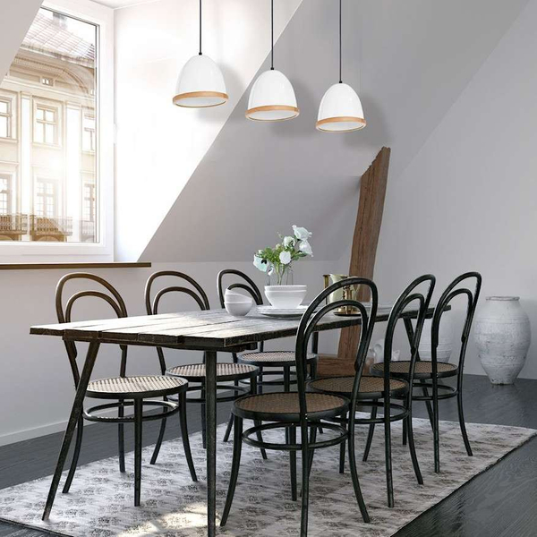 Skandynawska LAMPA wisząca STUDIO MLP8850 Milagro metalowa OPRAWA listwa ZWIS hygge biały drewno