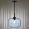 Szklana wisząca lampa Demarius DEM0123 do przedpokoju niebieska czarna