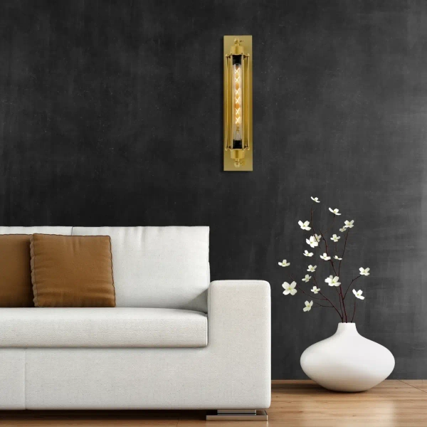 Podłużny kinkiet ścienny Retro Loft ABIGALI-KR-E27-GOLD metalowy złoty