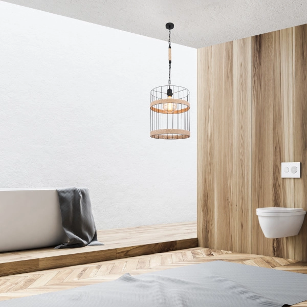 Skandynawska LAMPA wisząca HALIA 15673H1 Globo tuba OPRAWA metalowa ZWIS okrąły loftowy brązowy czarny