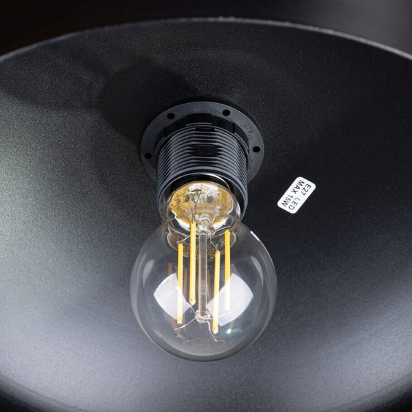 Wisząca lampa do salonu Marion SL.1351 półokrągła drewniana czarna